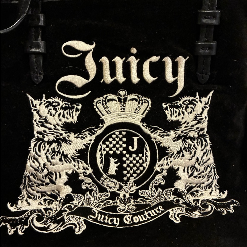 Vintage Juicy Couture Black Velour Logo Tote Bag - Picture 2 of 7